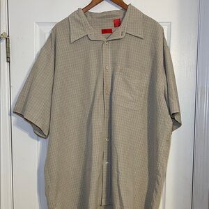 Izod Men's Tan Short Sleeve Button Down Shirt XXL